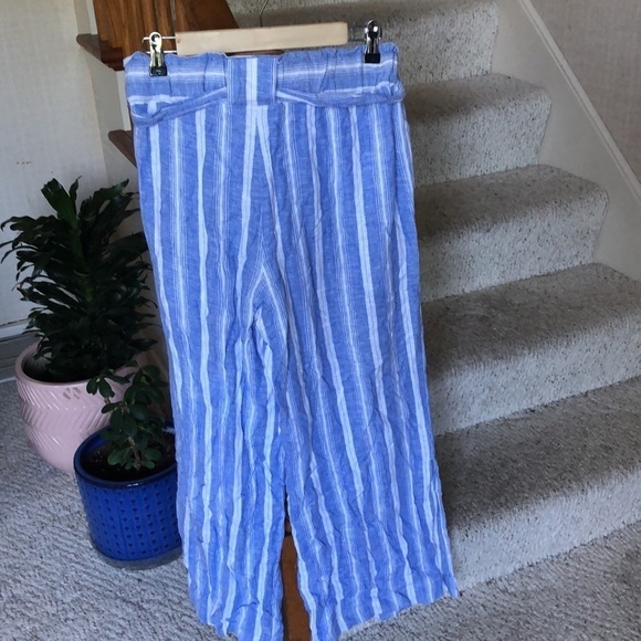 Indigo Rein Linen Coastal Striped Wide Leg Beach Pants - Picture 4 of 8